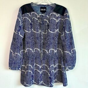 VENA CAVA Blue Patterned Peplum Blouse size 6